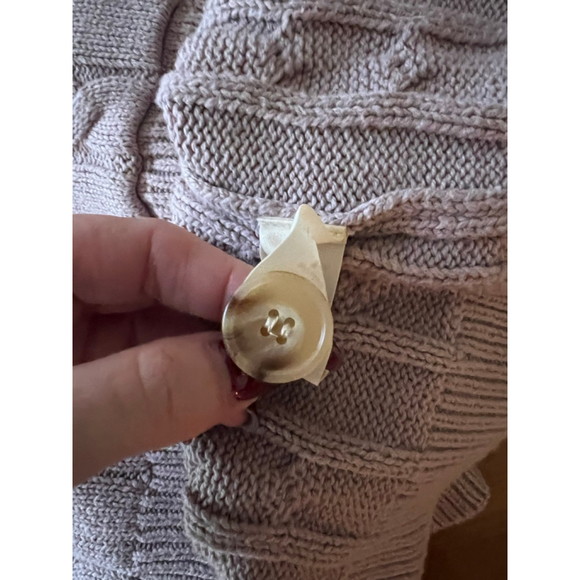 Women's THE GREAT. Mauve Cable Knit Cardigan Size L - Picture 4 of 4